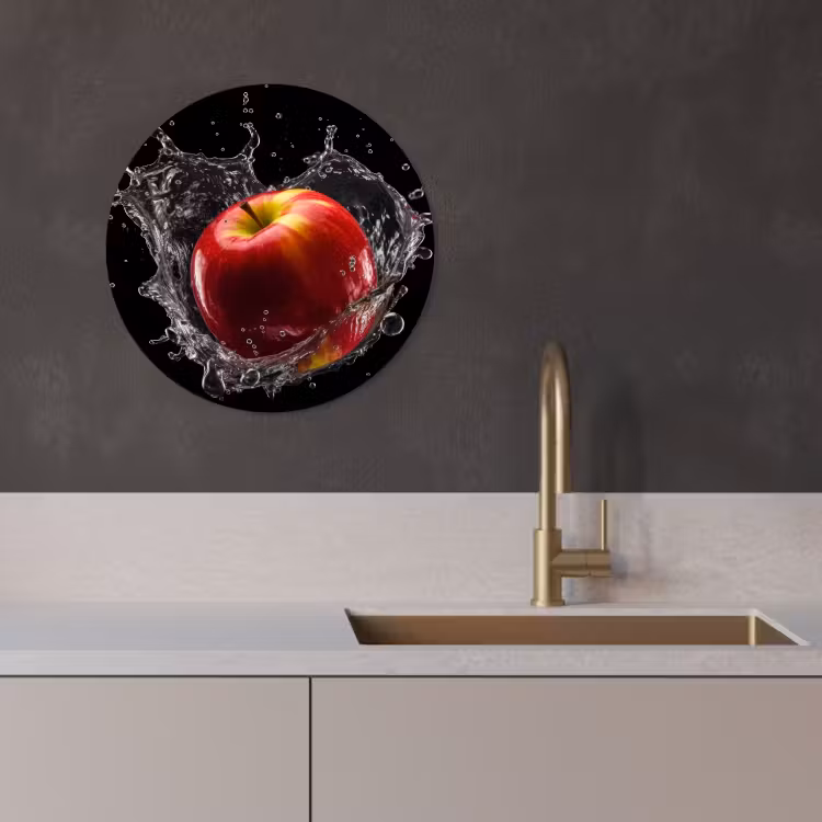 Tableau rond - Pomme - Rouge - Eau - Noir - Fruit — 2
