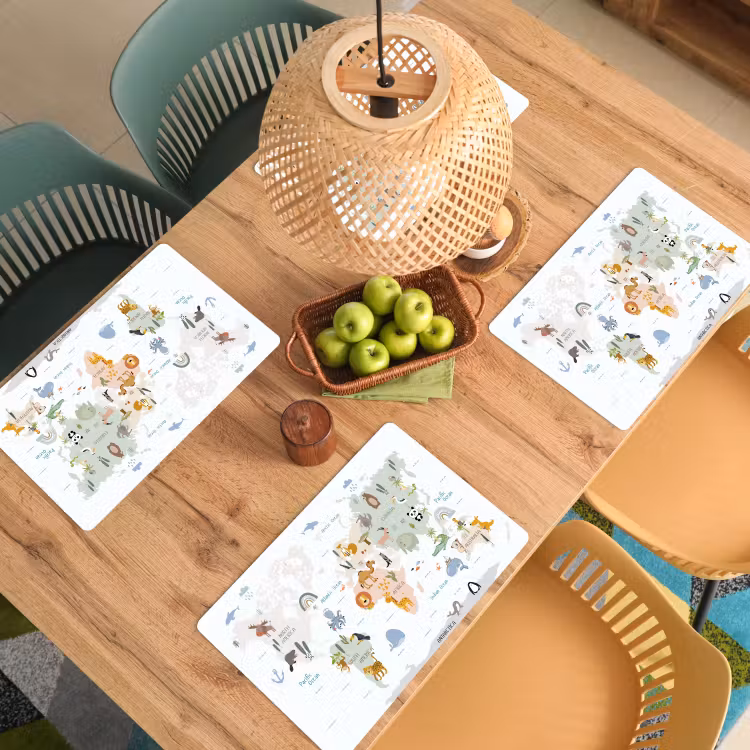 Sets de table - Carte du monde - Animaux - Enfants - Pastel — 3