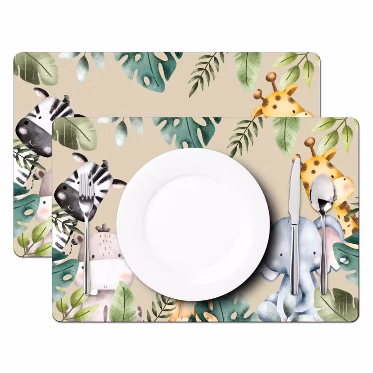 Sets de table - Animaux - Enfants - Feuilles - Aquarelle — 2