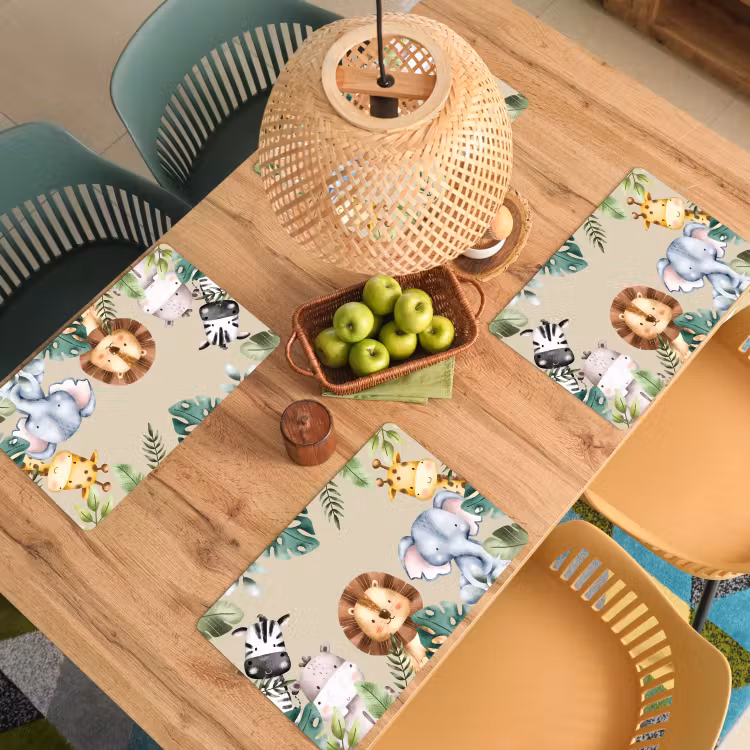Sets de table - Animaux - Enfants - Feuilles - Aquarelle — 3