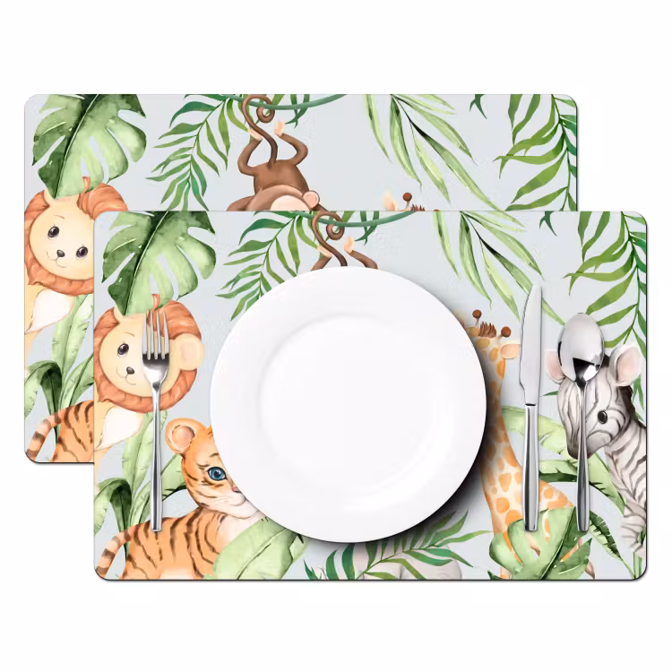 Sets de table - Aquarelle - Animaux - Enfants - Plantes — 2