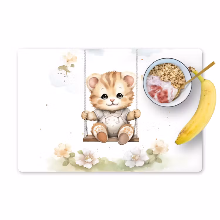 Sets de table - Ours - Bébé - Animal - Enfants - Chambre de bébé - Fleurs — 1