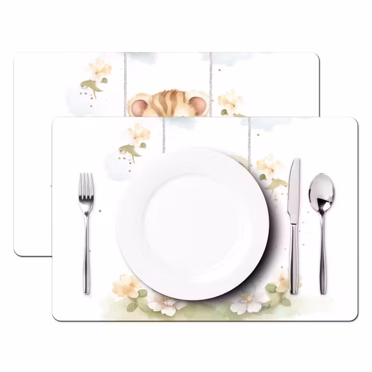 Sets de table - Ours - Bébé - Animal - Enfants - Chambre de bébé - Fleurs — 2