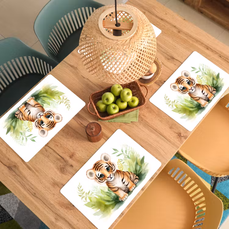 Sets de table - Tigre - Plantes - Enfant - Aquarelle - Vie sauvage — 3