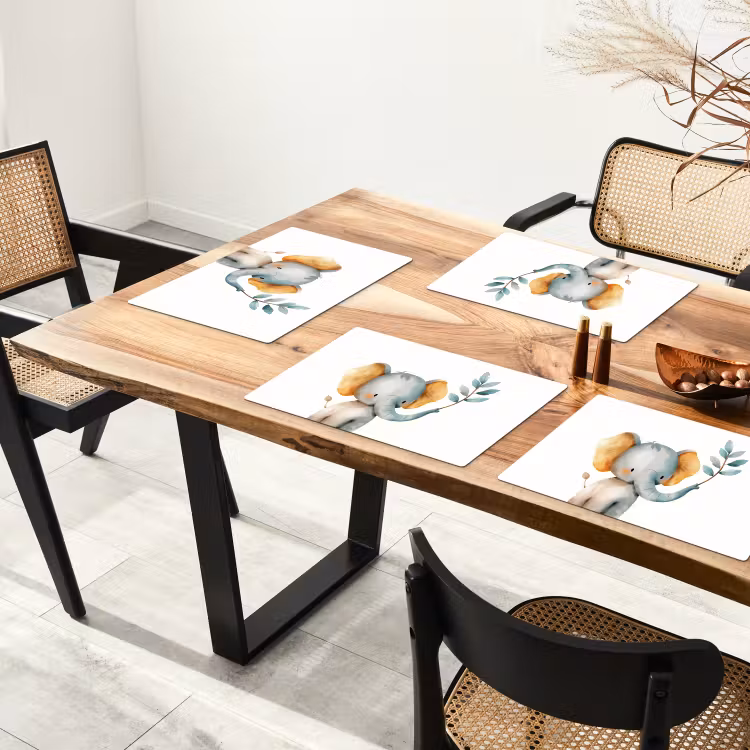 Sets de table - Eléphant - Animal - Couleurs pastel — 4