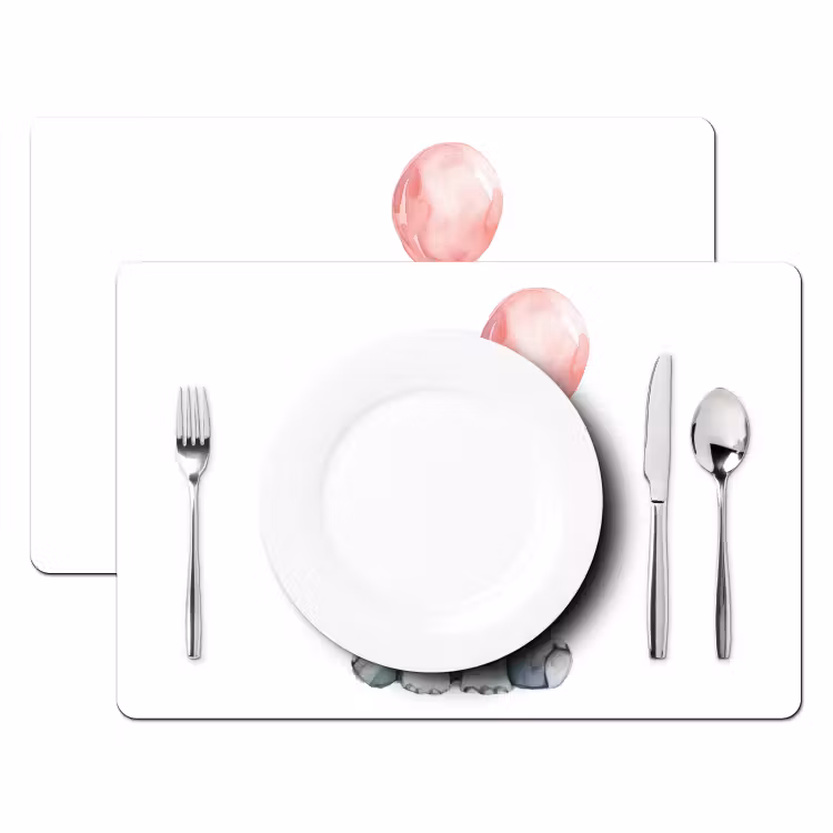 Sets de table - Eléphant - Bébé animal - Ballon rose — 2