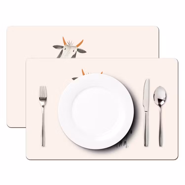 Sets de table - Vache - Animal de ferme - Animaux - Couleurs pastel — 2