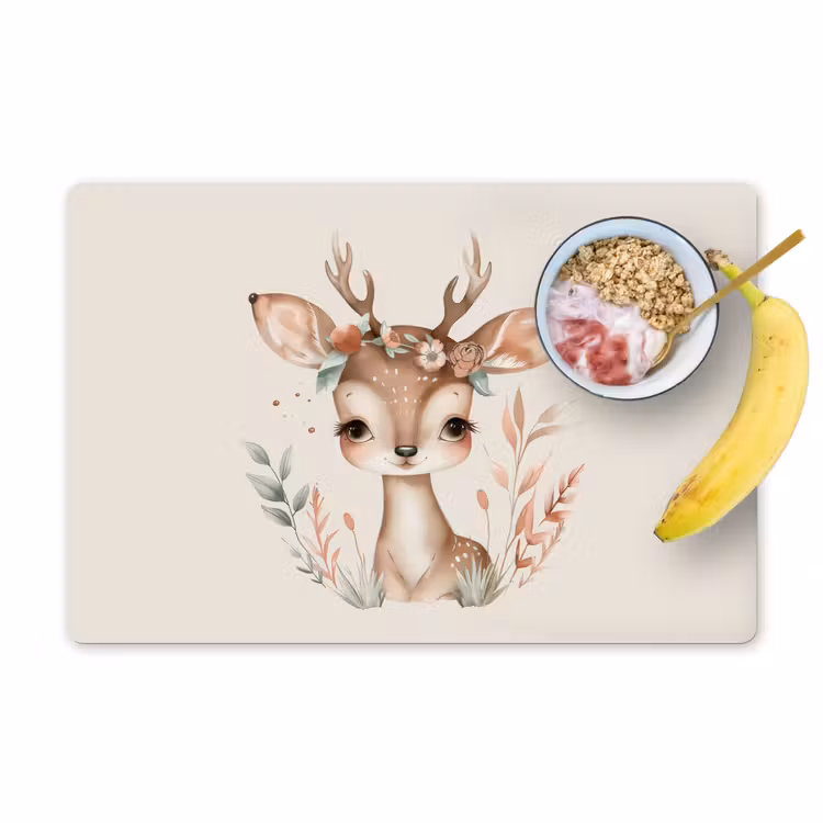 Sets de table - Cerf - Bohème - Fleurs - Animaux de la forêt — 1