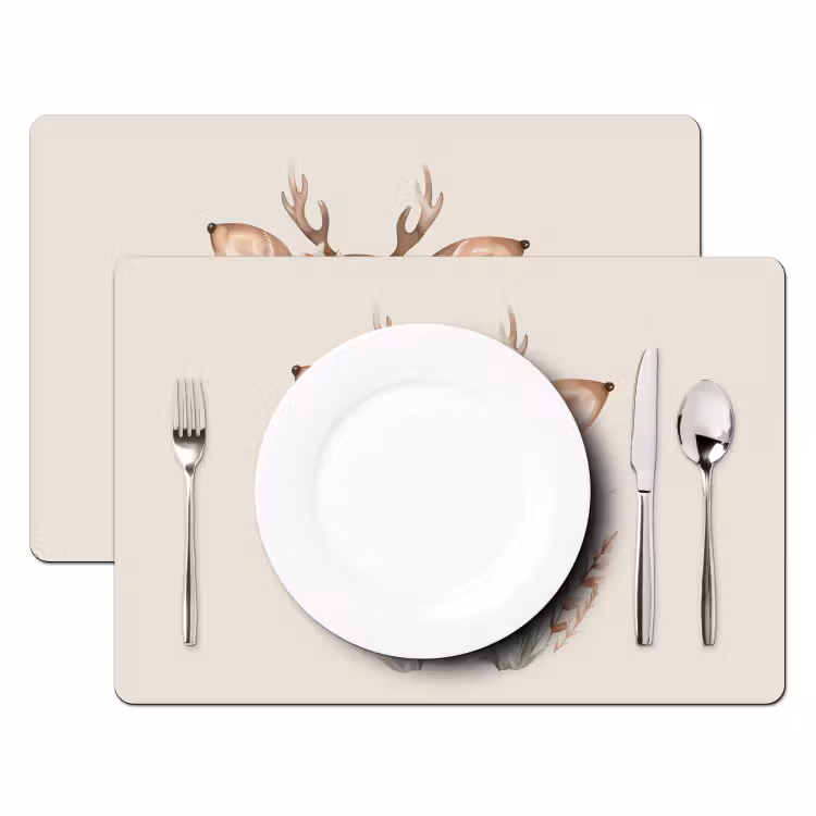 Sets de table - Cerf - Bohème - Fleurs - Animaux de la forêt — 2