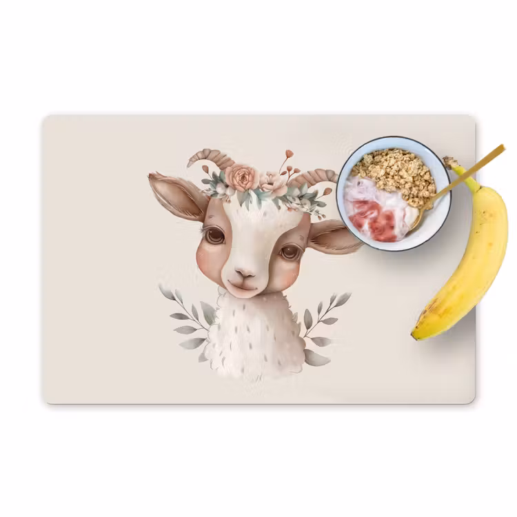 Sets de table - Chèvre - Animal - Bohème - Fleuri - Boho — 1