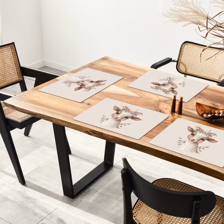 Sets de table - Chèvre - Animal - Bohème - Fleuri - Boho — 4