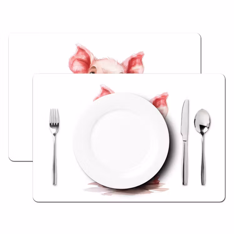 Sets de table - Cochon - Rose - Bébé animal - Animaux de la ferme — 2