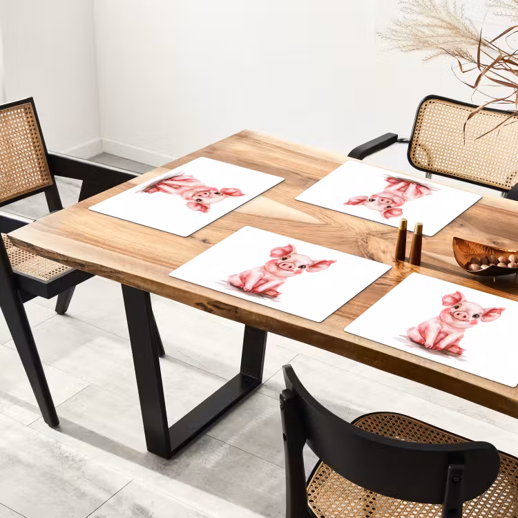 Sets de table - Cochon - Rose - Bébé animal - Animaux de la ferme — 4