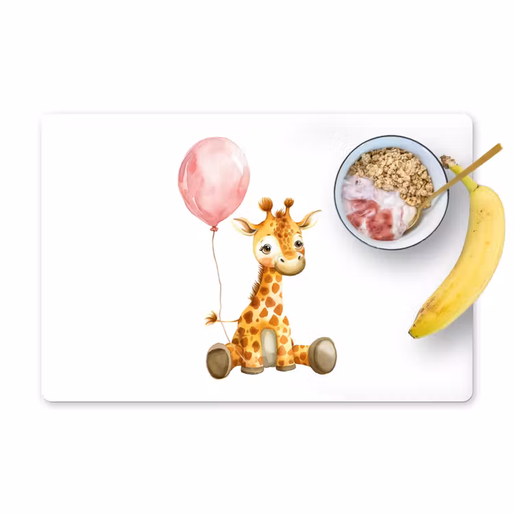 Sets de table - Girafe - Bébé - Animaux - Ballon rose — 1
