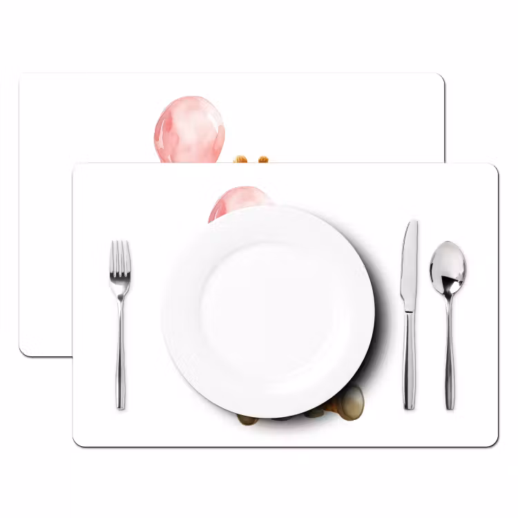 Sets de table - Girafe - Bébé - Animaux - Ballon rose — 2
