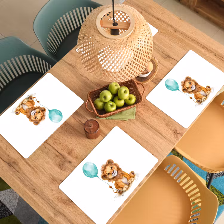 Sets de table - Lion - Bébé animal - Ballon bleu — 3