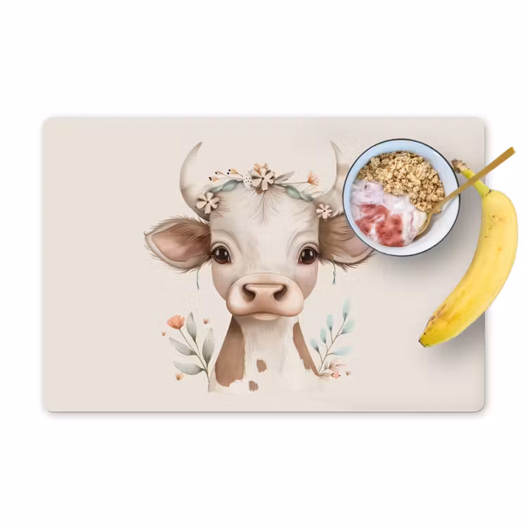 Sets de table - Vache - Bohème - Veau - Fleurs — 1