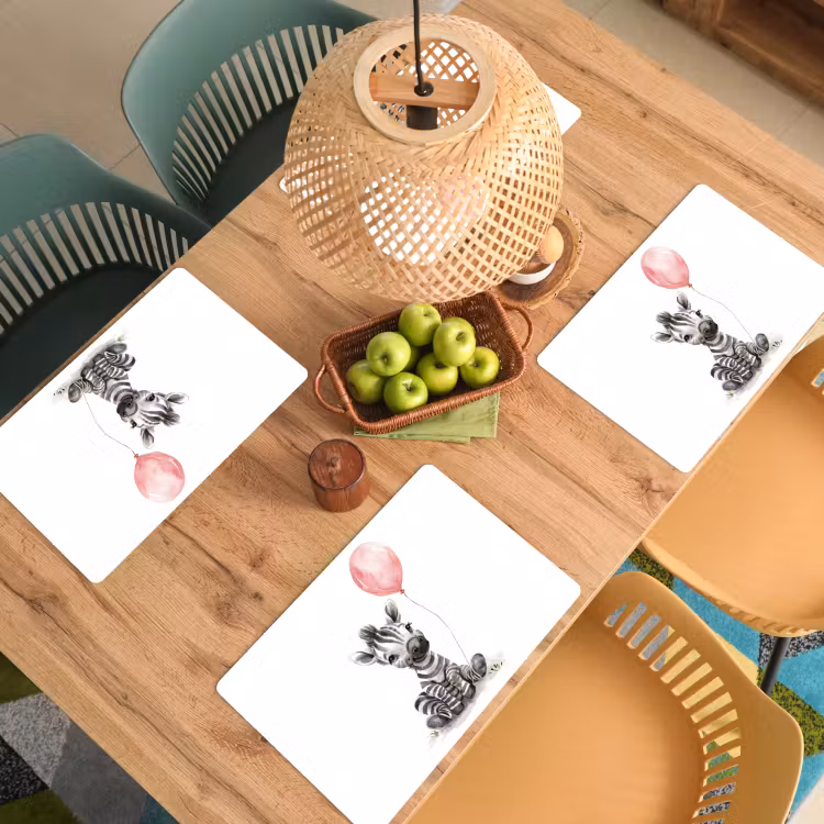 Sets de table - Zèbre - Bébé - Animaux - Ballon rose — 3