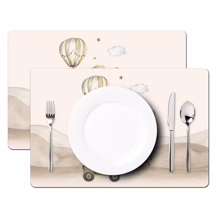 Sets de table - Animaux sauvages - Safari - Aquarelle - Montgolfière — 2