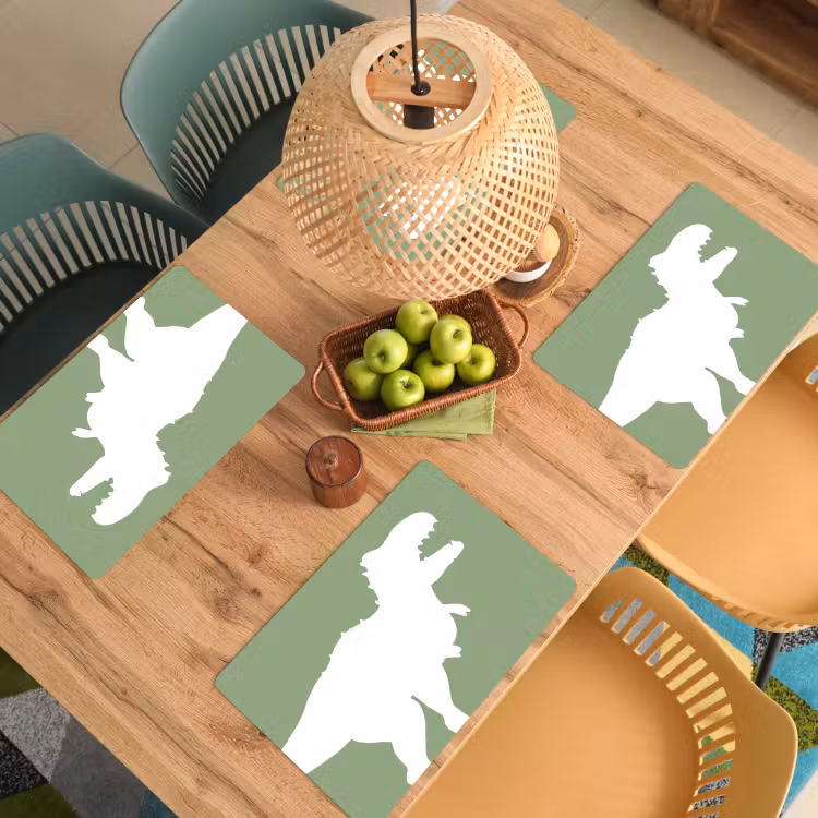 Sets de table - Dino - T-rex - Dinosaure - Vert - Tyrannosaurus rex — 3