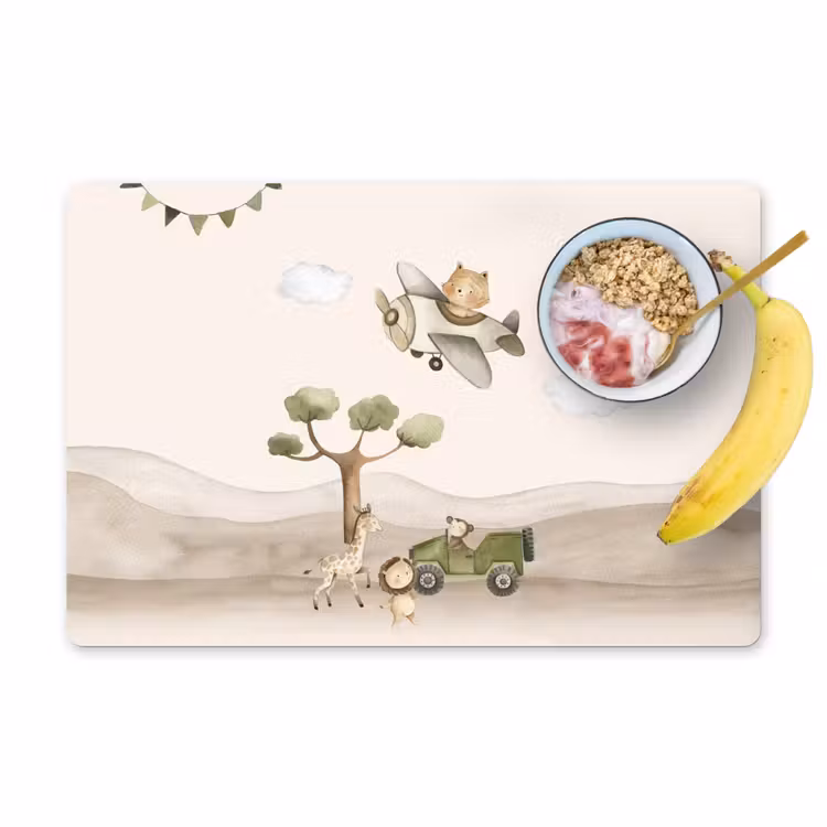 Sets de table - Faune - Safari - Couleurs pastel - Aquarelle - Avion — 1
