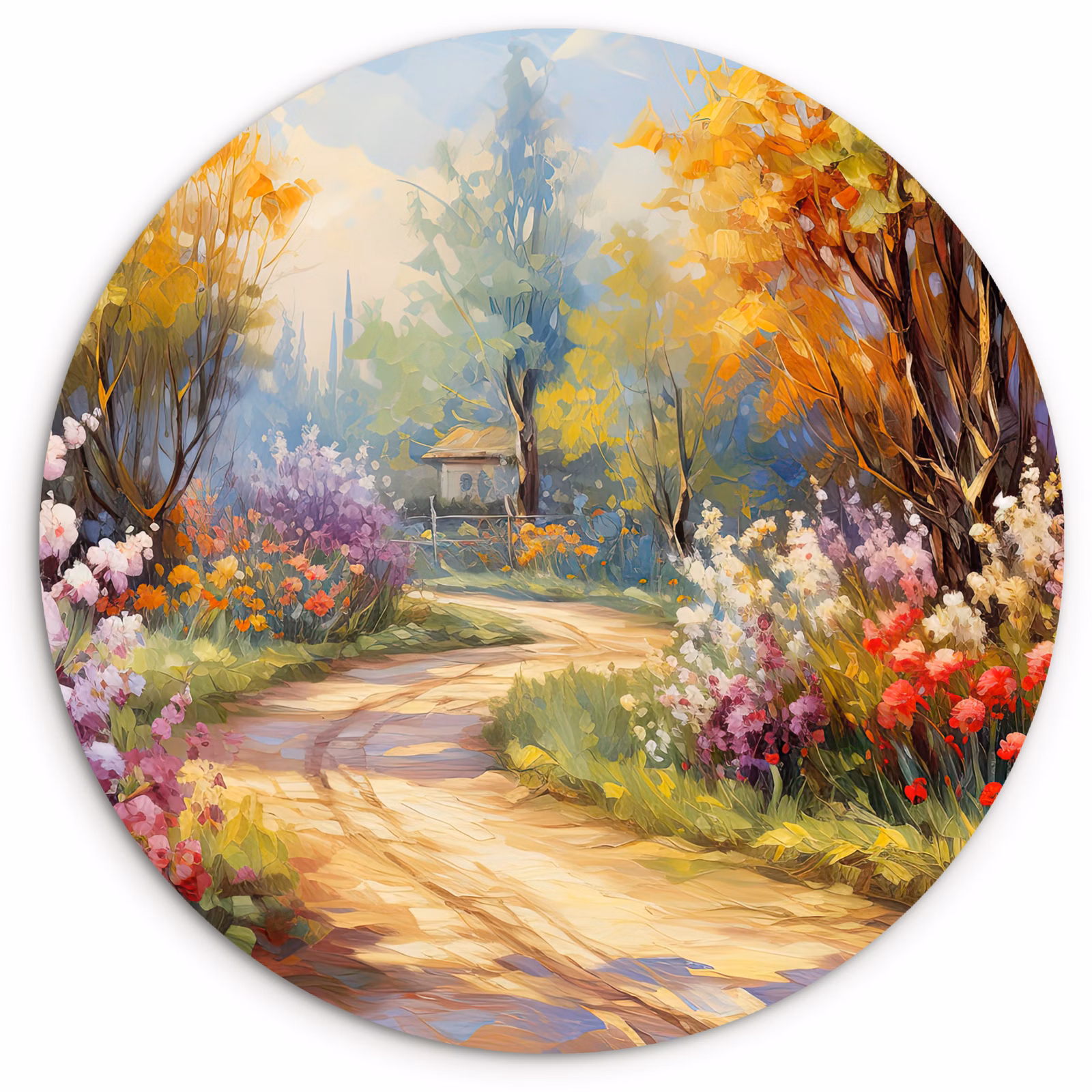 Tableau rond - Chemin de jardin idyllique — 1