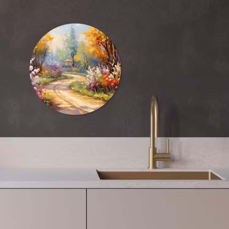 Tableau rond - Chemin de jardin idyllique — 2