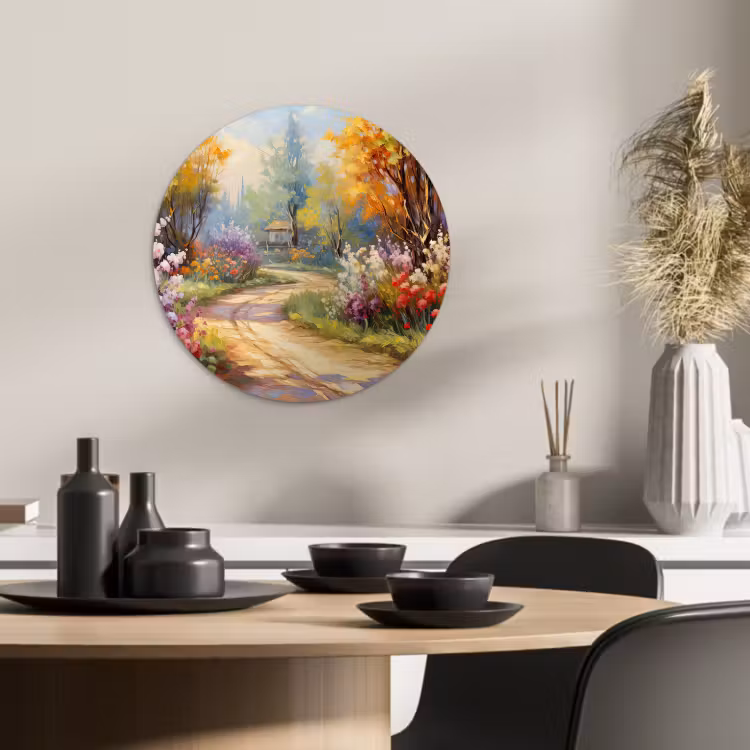 Tableau rond - Chemin de jardin idyllique — 3