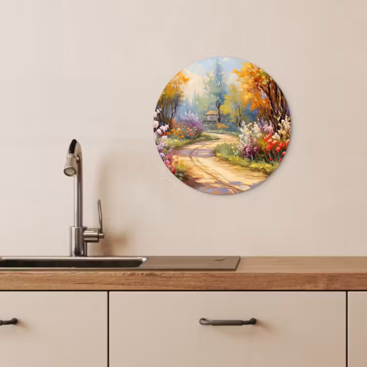 Tableau rond - Chemin de jardin idyllique — 4