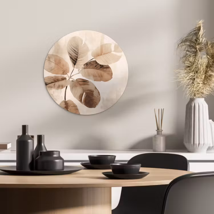 Tableau rond - Monochrome Splendeur feuillue — 2