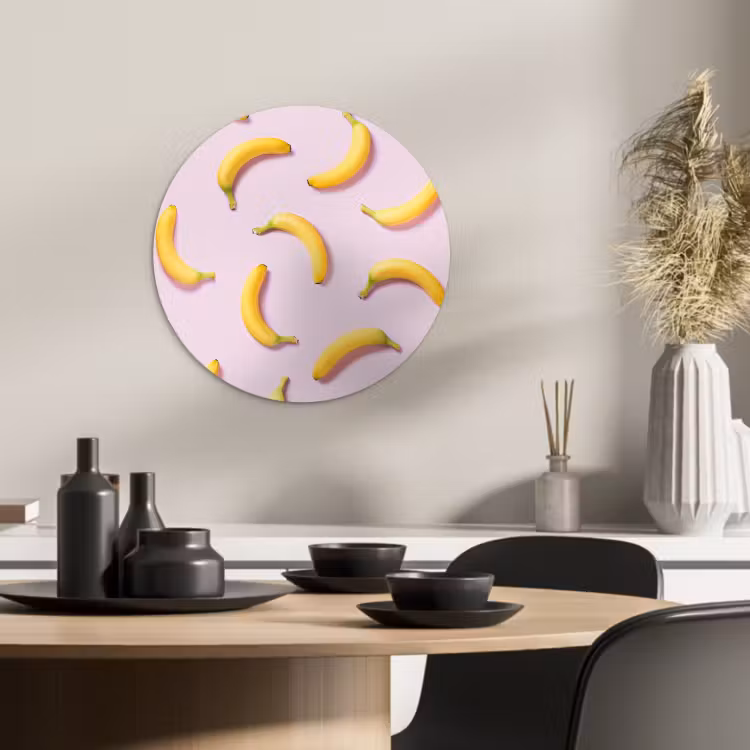 Tableau rond - Courbe jaune sur rose — 2