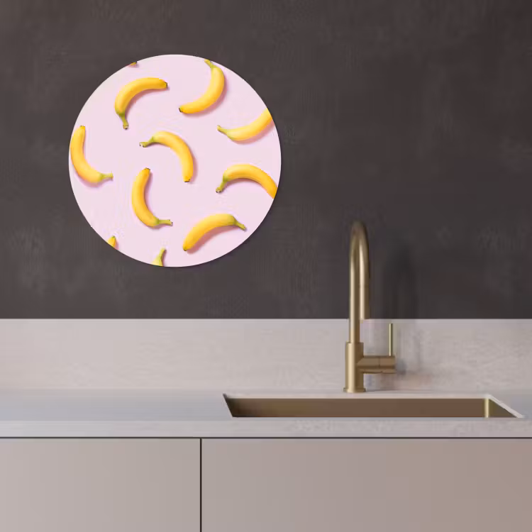 Tableau rond - Courbe jaune sur rose — 3