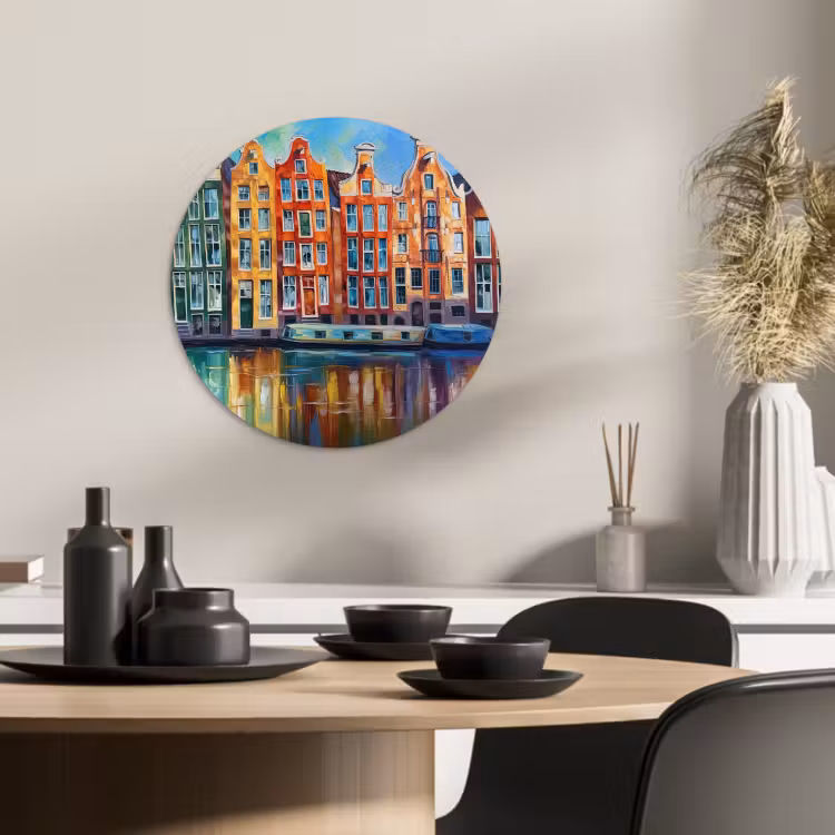 Tableau rond - Maisons sur les canaux d'Amsterdam — 1