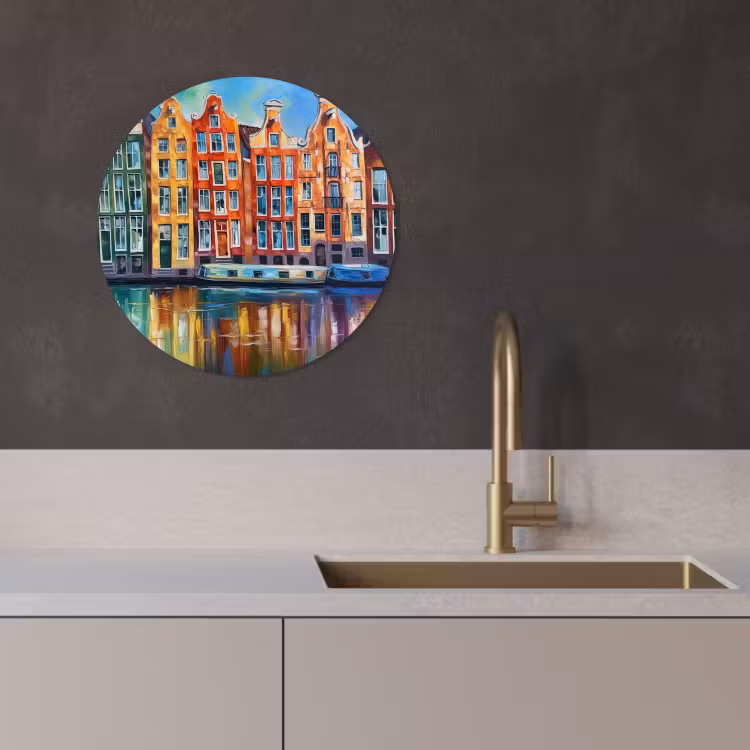 Tableau rond - Maisons sur les canaux d'Amsterdam — 3