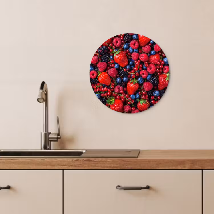 Tableau rond - Mélange de myrtilles et de fraises — 1