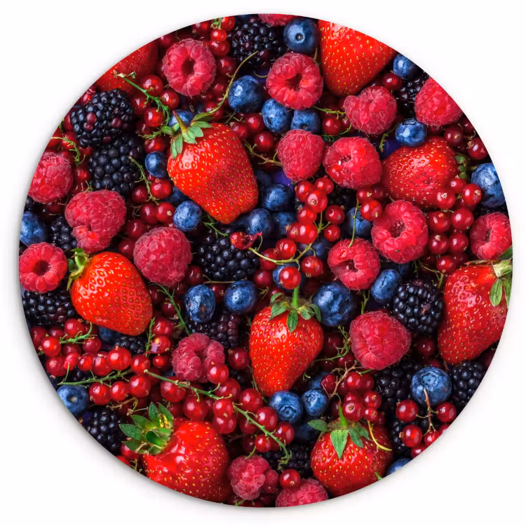 Tableau rond - Mélange de myrtilles et de fraises — 4
