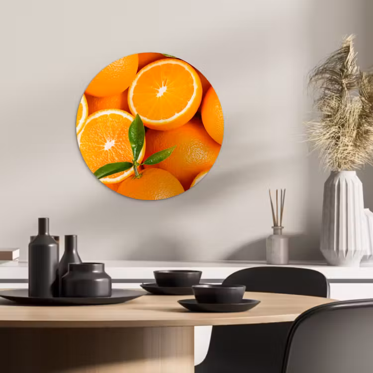 Tableau rond - Rayons de soleil orange — 2