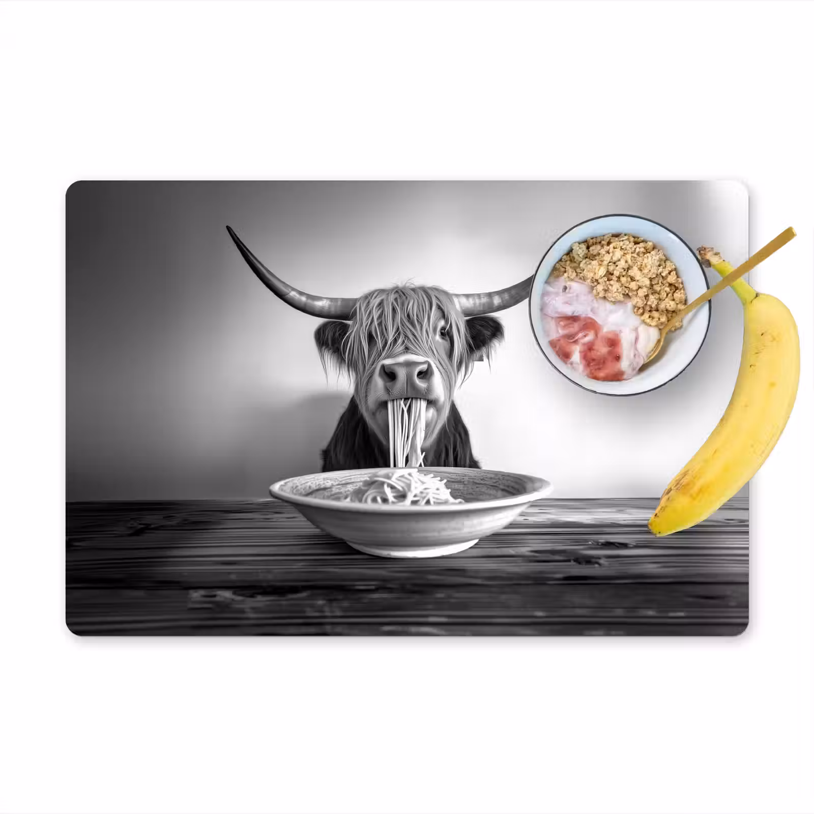 Sets de table - Highlander écossais - Spaghetti - Animaux - Noir et blanc — 1