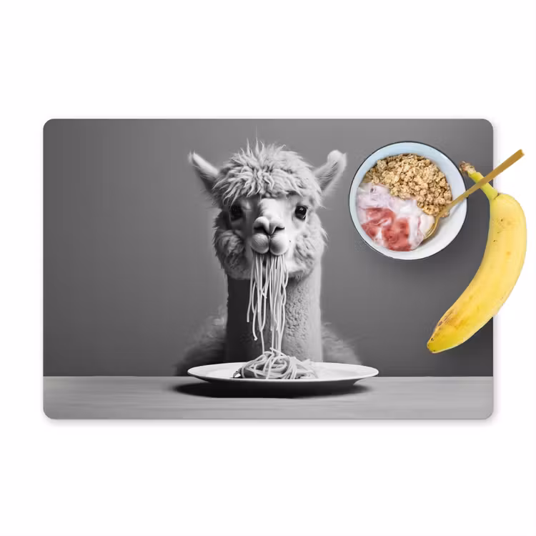 Sets de table - Alpaga - Pâtes - Noir - Blanc - Drôle - Animaux — 1