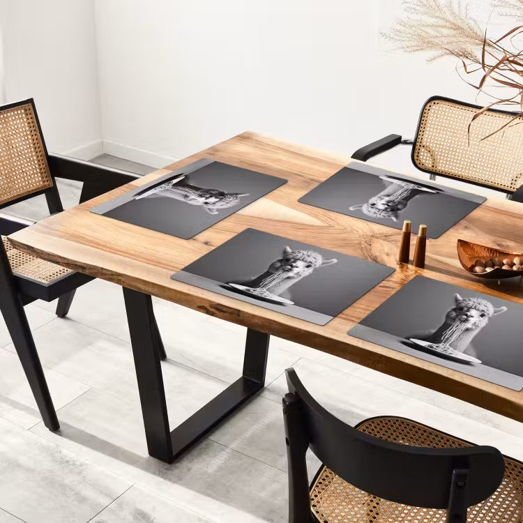 Sets de table - Alpaga - Pâtes - Noir - Blanc - Drôle - Animaux — 4