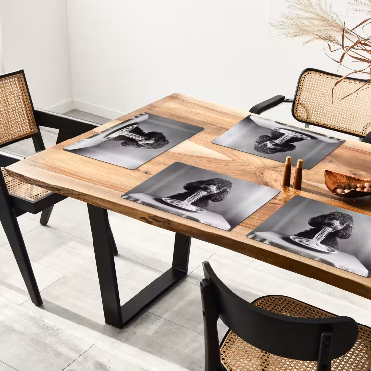 Sets de table - Caniche - Chien - Noir - Blanc - Mignon - Pâtes — 4