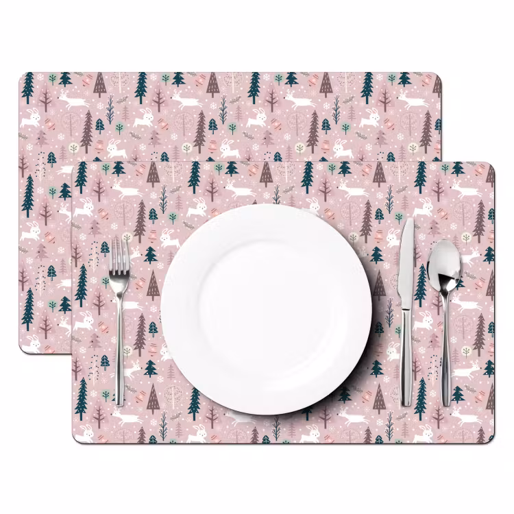 Sets de table - Noël - Animaux - Sapins de Noël - Neige - Renne — 2