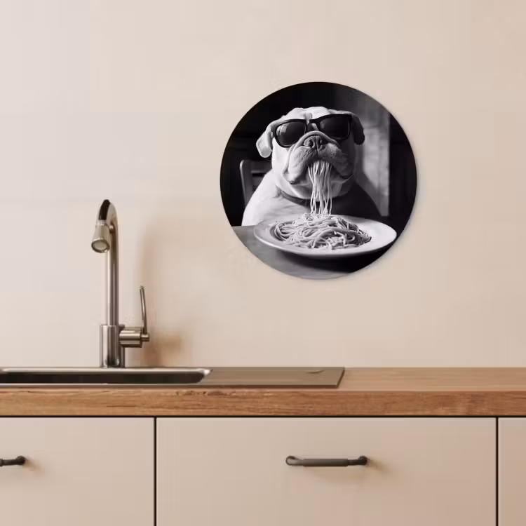 Tableau rond - Chien - Bouledogue - Lunettes - Dur - Animaux — 3