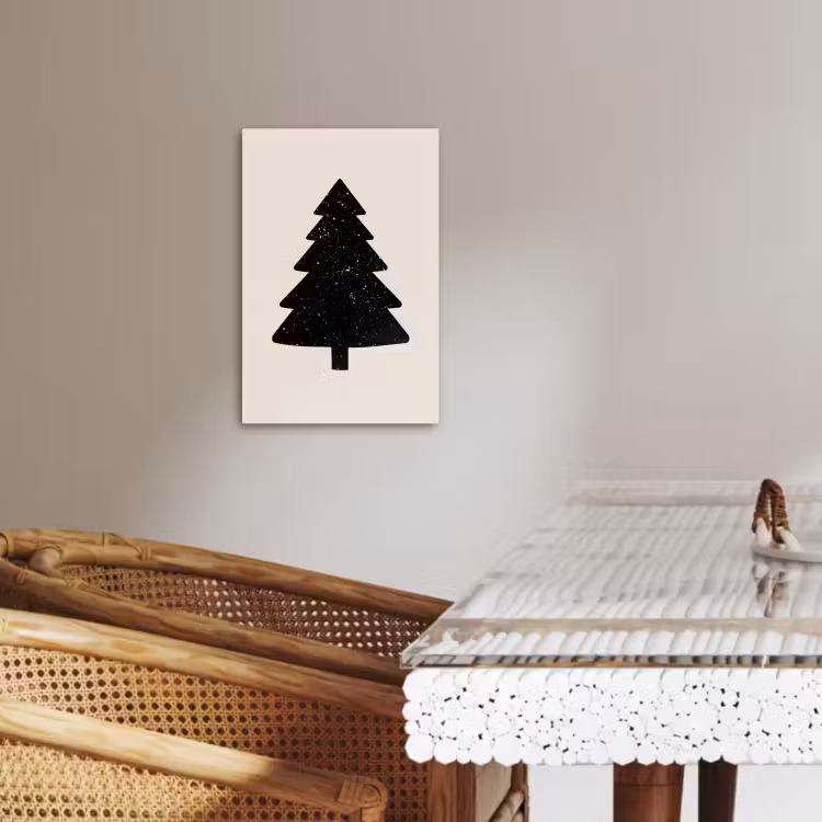 Tableau sur toile - Arbre de Noël - Noir - Vacances - Beige — 2