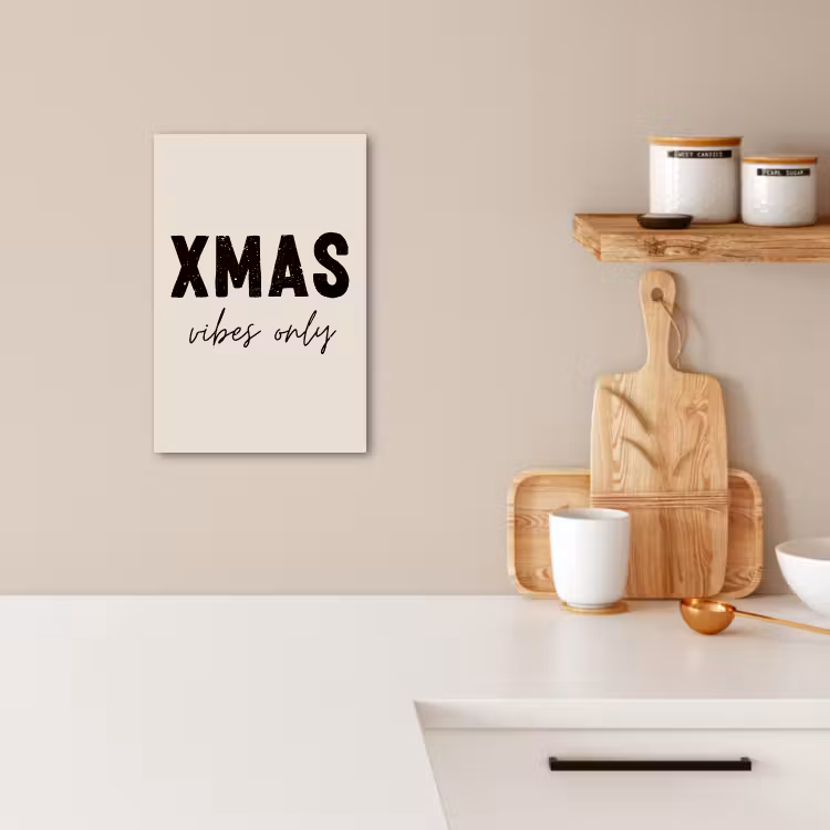 Tableau sur toile - Noël - Proverbe - xmas vibes only - Beige — 2