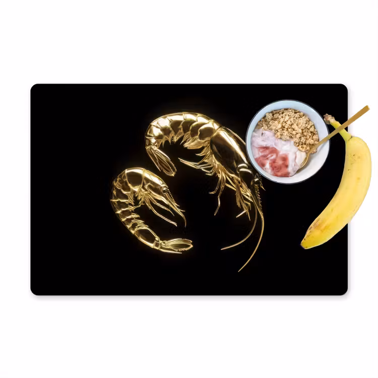 Sets de table - Crevettes - Noir - Or - Animaux — 1
