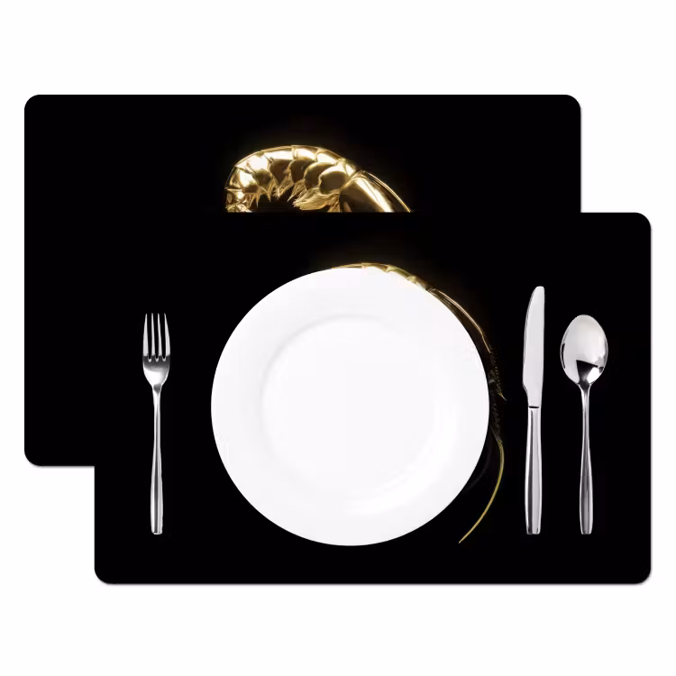 Sets de table - Crevettes - Noir - Or - Animaux — 2