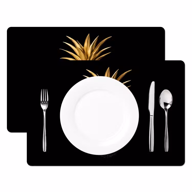 Sets de table - Ananas - Noir - Or - Luxe — 2