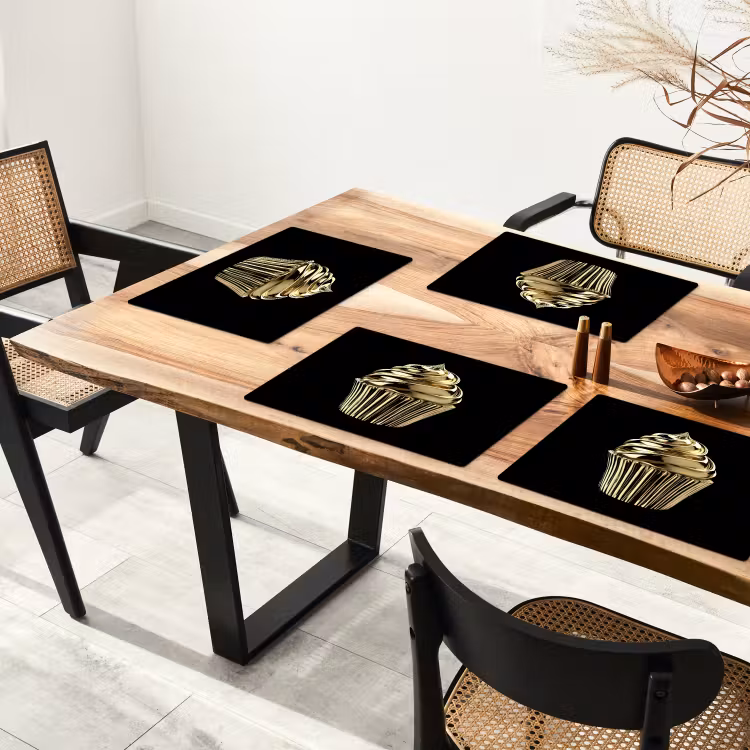 Sets de table - Cupcake - Nourriture - Or - Noir — 4