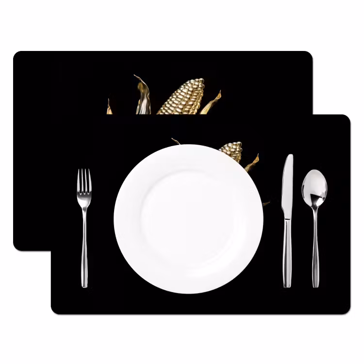 Sets de table - Maïs - Aliments - Or - Noir — 2